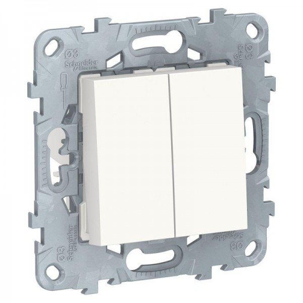  Переключатель перекрестный 2-кл. 2мод. СП Unica New IP21 (2х(сх. 7)) 250В 10AX бел. SchE NU521518 