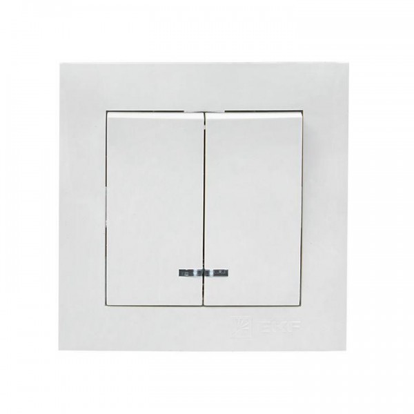  Выключатель 2-кл. СП Валенсия 10А IP20 с индикатором бел. PROxima EKF EWV10-123-10 