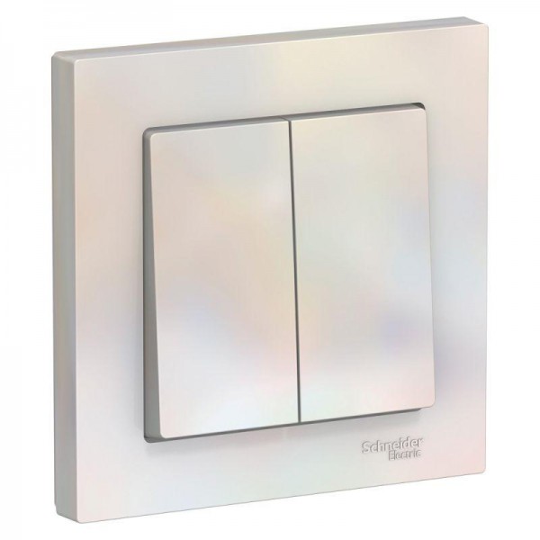  Выключатель 2-кл. СП AtlasDesign 10А IP20 (сх. 5) 10AX в сборе жемчуж. SchE ATN000452 