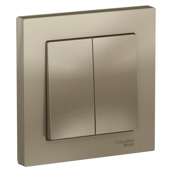  Выключатель 2-кл. СП AtlasDesign 10А IP20 (сх. 5) 10AX в сборе шампань SchE ATN000552 