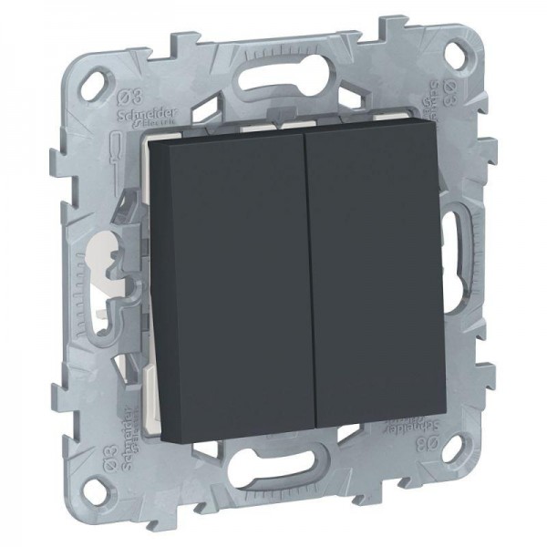  Переключатель перекрестный 2-кл. 2мод. СП Unica New IP21 (2х(сх. 7)) 250В 10AX антрацит SchE NU521554 
