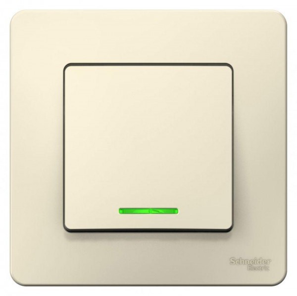  Переключатель 1-кл. СП Blanca 10А IP20 (сх. 6) 250В с подсветкой молочн. SchE BLNVS010612 