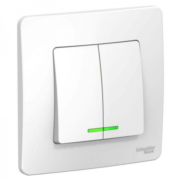  Выключатель 2-кл. СП Blanca 6А IP20 (сх. 5) 250В с подсветкой бел. SchE BLNVS006511 