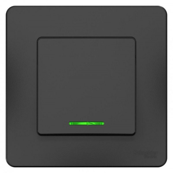  Переключатель 1-кл. СП Blanca 10А IP20 (сх. 6) 250В с подсветкой антрацит SchE BLNVS010616 