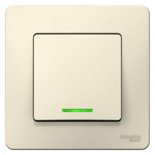  Выключатель 1-кл. СП Blanca 6А IP20 (сх. 1) 250В с подсветкой молочн. SchE BLNVS006112 