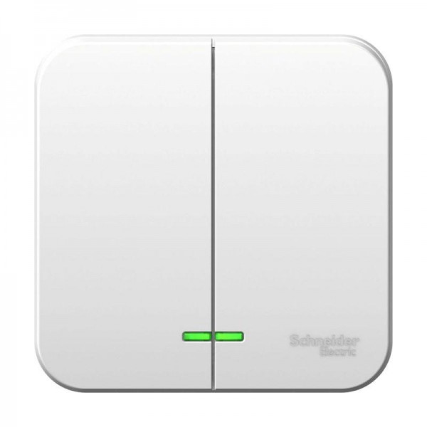  Выключатель 2-кл. ОП Blanca 6А IP20 (сх. 5) 250В с подсветкой с изолир. пластиной бел. SchE BLNVA065111 
