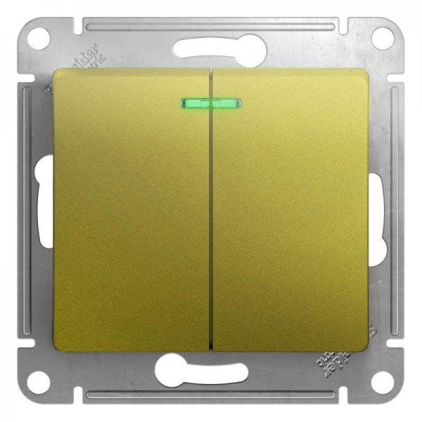  Механизм выключателя 2-кл. СП Glossa 10А IP20 (сх. 5а) 10AX с подсветкой фисташк. SchE GSL001053 