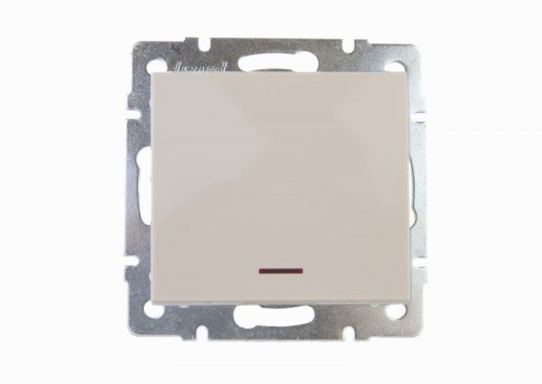  Механизм выключателя 1-кл. СП Рейн IP20 с подсветкой крем. LEZARD 703-0388-111 