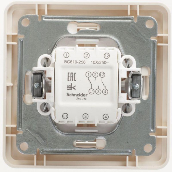  Переключатель 2-кл. СП W59 10А IP20 10AX в сборе сл. кость SchE VS610-256-28 