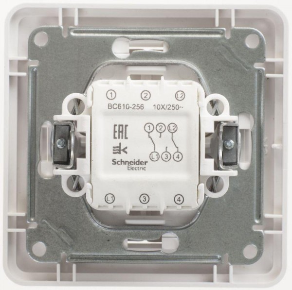  Переключатель 2-кл. СП W59 10А IP20 10AX в сборе бел. SchE VS610-256-18 