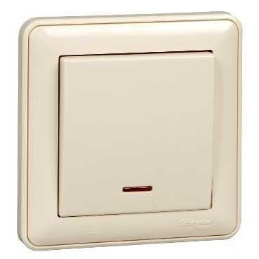  Переключатель 1-кл. СП W59 Aqua 10А IP44 10AX с подсветкой в сборе сл. кость SchE VS610-157B-28 