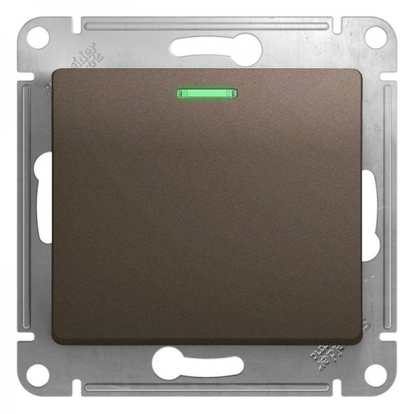  Механизм переключателя 1-кл. СП Glossa 10А IP20 (сх. 6а) 10AX с подсветкой шоколад. SchE GSL000863 