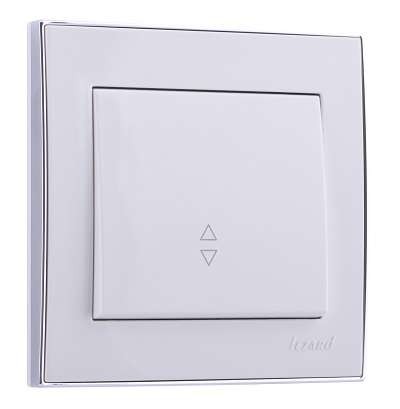  Выключатель проходной 1-кл. СП Рейн 10А IP20 с хром. боковой вставкой бел. LEZARD 703-0225-105 