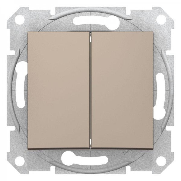  Переключатель 2-кл. СП Sedna 10А IP20 (сх. 6+6) 250В титан SchE SDN0600168 