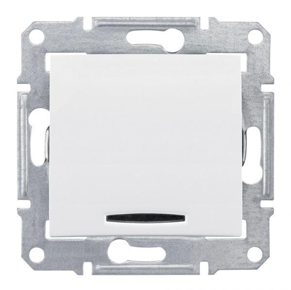  Механизм выключателя 1-кл. 2п СП Sedna 10А IP20 (сх. 2) 250В с красн. индикацией 10мА бел. SchE SDN0201121 