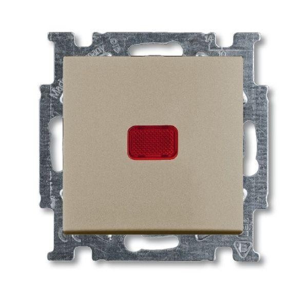  Механизм переключателя 1-кл. 1п СП Basic 55 10А IP20 с клавишей с линзой подсветки с неон. лампой с N-клеммой шампань ABB 2CKA001012A2170 