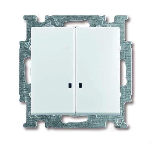  Выключатель 2-кл. 1п СП Basic 55 10А IP20 с клавишей с подсветкой альп. бел. ABB 2CKA001012A2154 