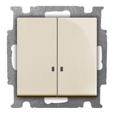  Выключатель 2-кл. 1п СП Basic 55 10А IP20 с клавишей с подсветкой сл. кость ABB 2CKA001012A2157 