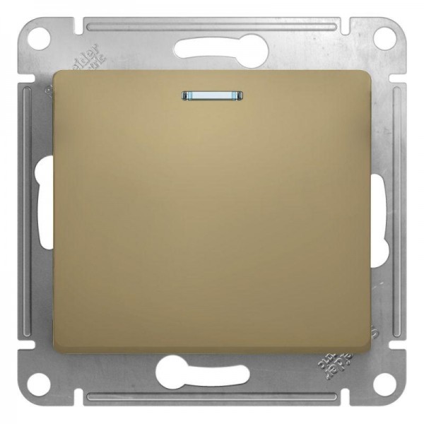  Механизм кнопки нажимного 1-кл. СП Glossa 10А IP20 (сх. 1а) 10AX с подсветкой титан SchE GSL000417 