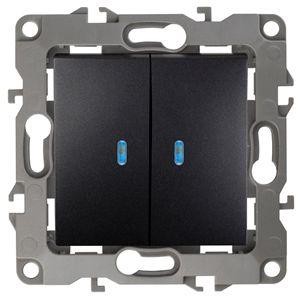  Механизм выключателя 2-кл. СП Эра12 10А IP20 12-1105-05 250В 10AX с подсветкой антрацит Эра Б0014661 