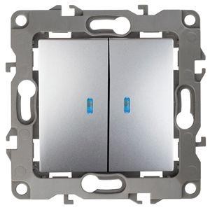  Механизм выключателя 2-кл. СП Эра12 10А IP20 12-1105-03 250В 10AX с подсветкой алюм. Эра Б0014659 