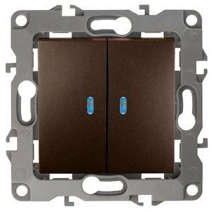  Механизм выключателя 2-кл. СП Эра12 10А IP20 12-1105-13 250В 10AX с подсветкой бронз. Эра Б0019292 