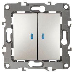  Механизм выключателя 2-кл. СП Эра12 10А IP20 12-1105-15 250В 10AX с подсветкой перламутр Эра Б0019294 