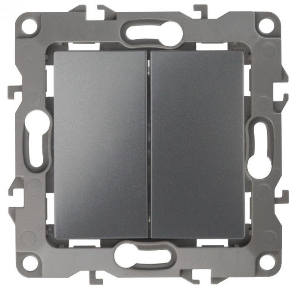  Механизм переключателя 2-кл. СП Эра12 10А IP20 12-1106-12 250В 10AX графит Эра Б0019295 