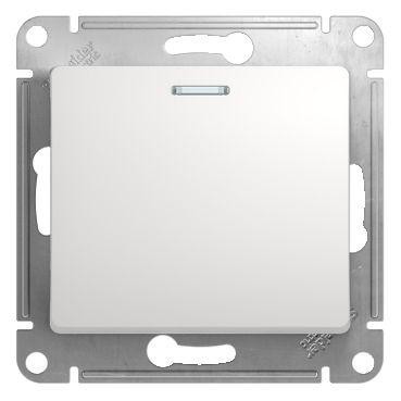  Механизм кнопки нажимного 1-кл. СП Glossa 10А IP20 (сх. 1а) 10AX с подсветкой бел. SchE GSL000117 