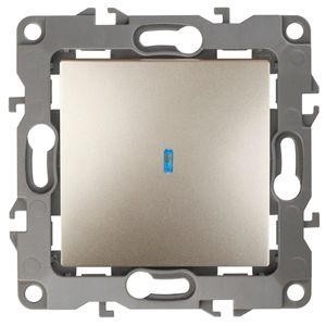  Механизм выключателя 1-кл. СП Эра12 10А IP20 12-1102-04 250В 10AX с подсветкой шампань Эра Б0014636 
