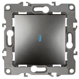 Механизм выключателя 1-кл. СП Эра12 10А IP20 12-1102-12 250В 10AX с подсветкой графит Эра Б0019280 