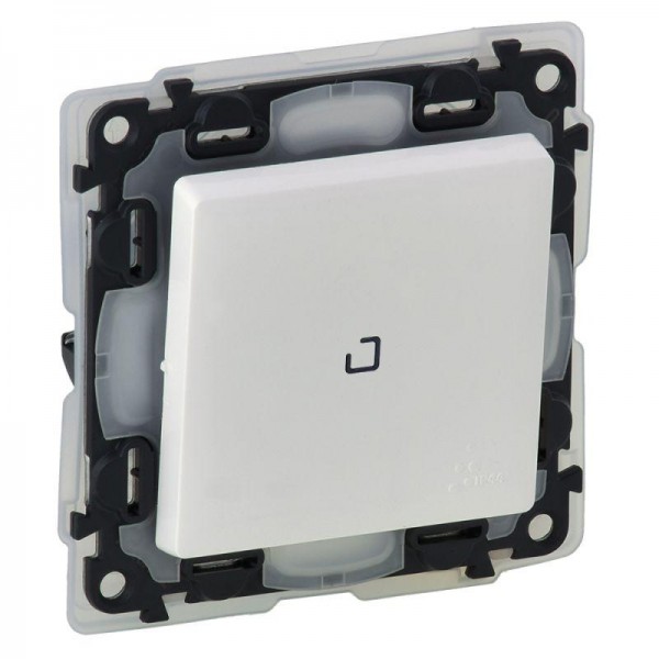  Механизм выключателя 1-кл. СП Valena Life 10А IP44 250В 10AX с подсветкой с лиц. панелью бел. Leg 752161 