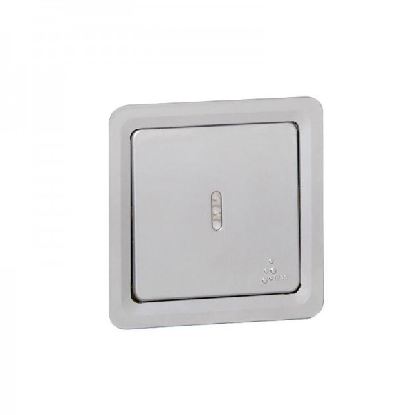  Переключатель на 2 направления 1-кл. Soliroc 10А IP55 250В 10AX с подсветкой IK10 хром Leg 077812 