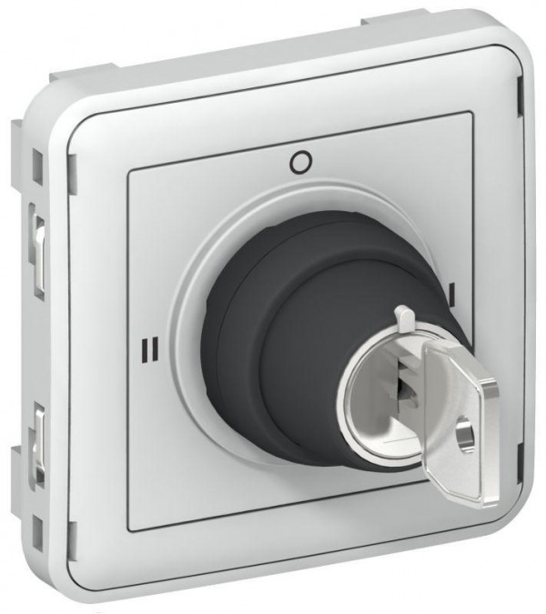  Механизм выключателя 1-кл. Plexo 3А IP55 250В с ключом 3 полож. 2HO сер. Leg 069535 