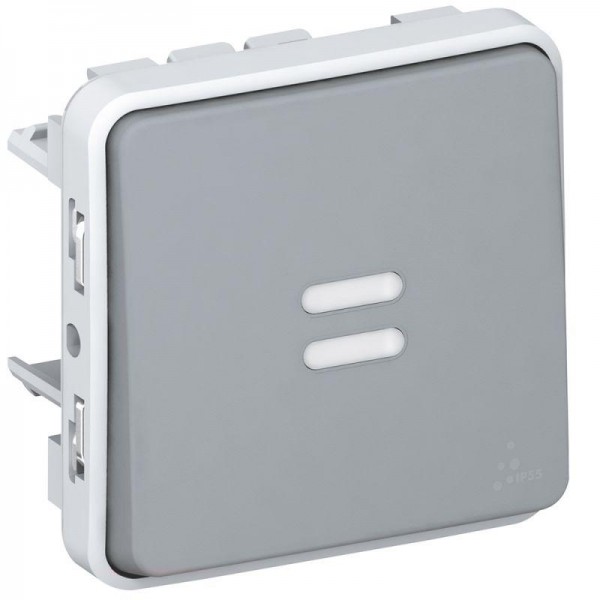  Переключатель на 2 направления 1-кл. 1п СП Plexo 10А IP55 10AX с индикацией сер. Leg 069512 