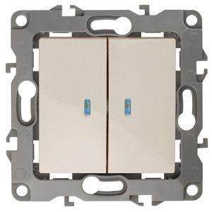  Механизм выключателя 2-кл. СП Эра12 10А IP20 12-1105-02 250В 10AX с подсветкой сл. кость Эра Б0014658 