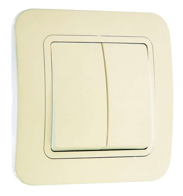  Выключатель 2-кл. СП Lillium 10А IP20 крем./крем. Makel 70203 