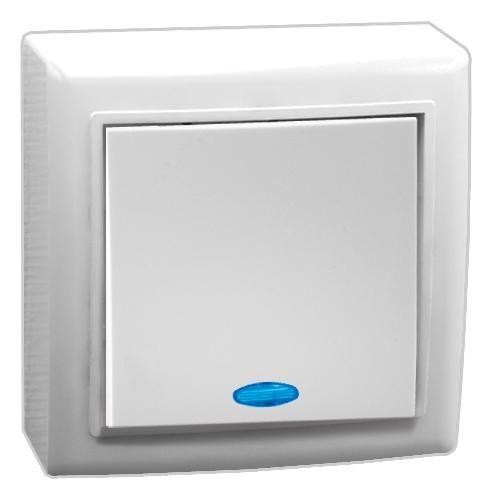  Выключатель 1-кл. ОП 10А IP20 V01-31-V12-S с индикацией бел. Volsten 9837 