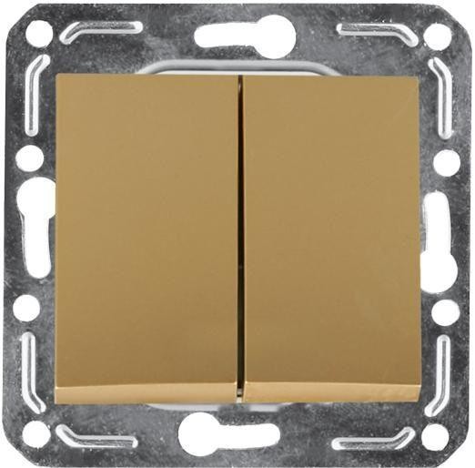 Механизм выключателя 2-кл. СП 10А IP20 V01-16-V21-М зол. Volsten 10050 