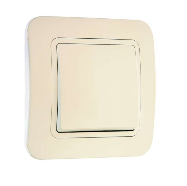  Переключатель проходной 1-кл. СП Lillium 10А IP20 крем./крем. Makel 70205 