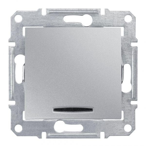  Механизм выключателя 1-кл. СП Sedna 10А IP20 (сх. 1а) 250В с син. подсветкой алюм. SchE SDN1400160 