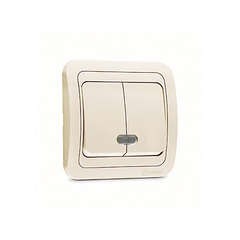  Выключатель 2-кл. СП Mimoza 10А IP20 с подсветкой крем./крем. Makel 25023 