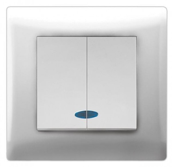  Выключатель 2-кл. СП 10А IP20 V01-11-V22-S с индикацией бел. Volsten 9004 