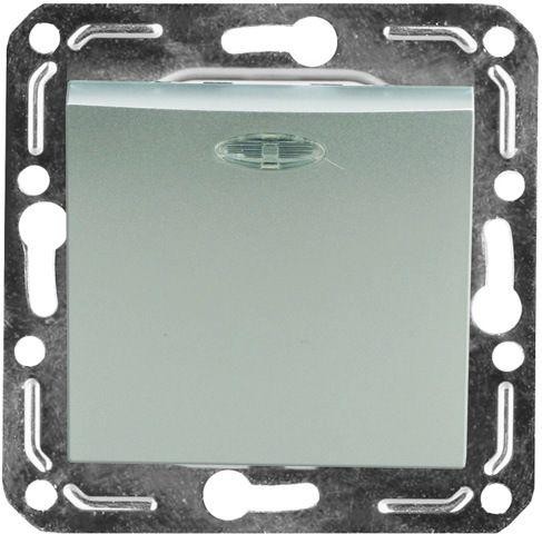  Механизм переключателя проходного 1-кл. СП 10А IP20 V01-15-Р12-М с индикацией серебр. Volsten 10019 