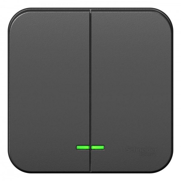  Выключатель 2-кл. ОП Blanca 10А IP20 (сх. 5) 250В с подсветкой с изолир. пластиной антрацит SchE BLNVA105116 