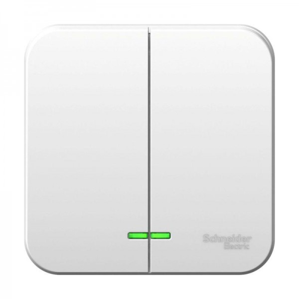  Выключатель 2-кл. ОП Blanca 6А IP20 (сх. 5) 250В с подсветкой с монтаж. пластиной бел. SchE BLNVA065121 