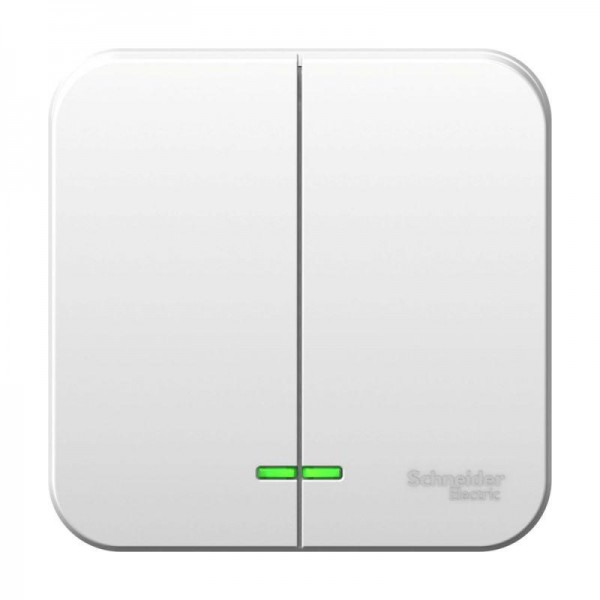  Выключатель 2-кл. ОП Blanca 6А IP20 (сх. 5) 250В с подсветкой бел. SchE BLNVA065101 
