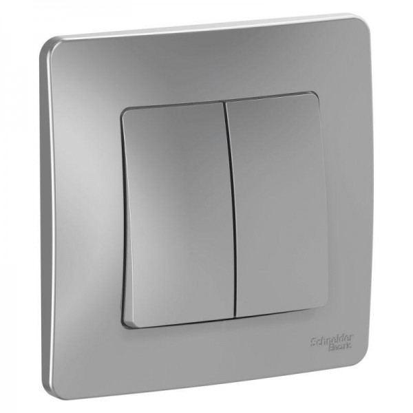  Переключатель 2-кл. СП Blanca 10А IP20 (сх. 6+6) 250В алюм. SchE BLNVS106603 