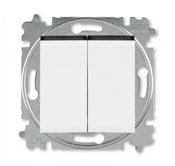  Выключатель кнопочный 2-кл. СП Levit IP20 бел./дым. черн. ABB 2CHH598745A6062 
