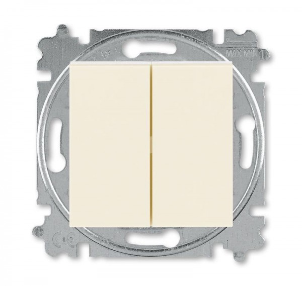  Выключатель кнопочный 2-кл. СП Levit IP20 сл. кость/бел. ABB 2CHH598745A6017 